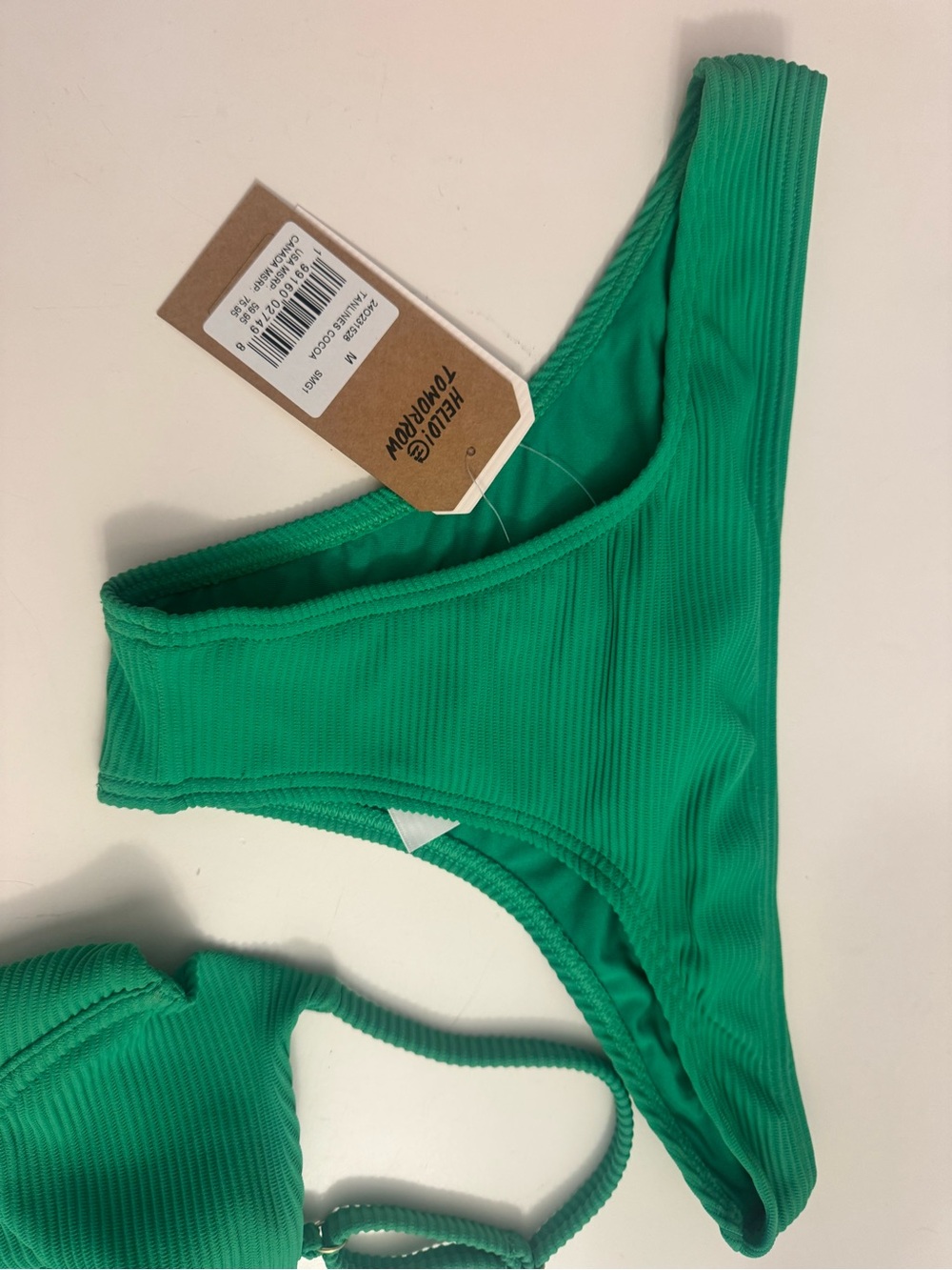 Billabong Green Ribbed Women's Bikini Bottom - Picture 3 of 4